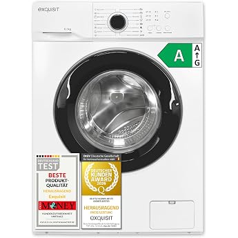 Exquisit Washing Machine 6 kg - Small Washing Machine with Energy Class A 16 Programmes Aquastop 1000 rpm 44 cm Depth WA56110-020A White [Energy Class A]