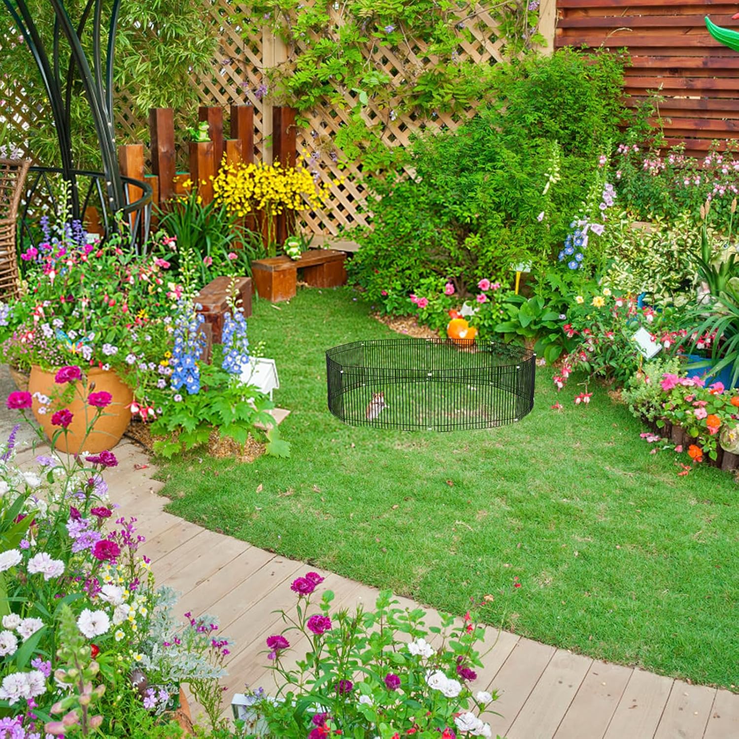 FRCOLOR 8pcs Small Pet Fence Playpen Metal Isolation Gate 23x35cm for Hamsters Indoor Safety Enclosure Portable Pet Separation Pen