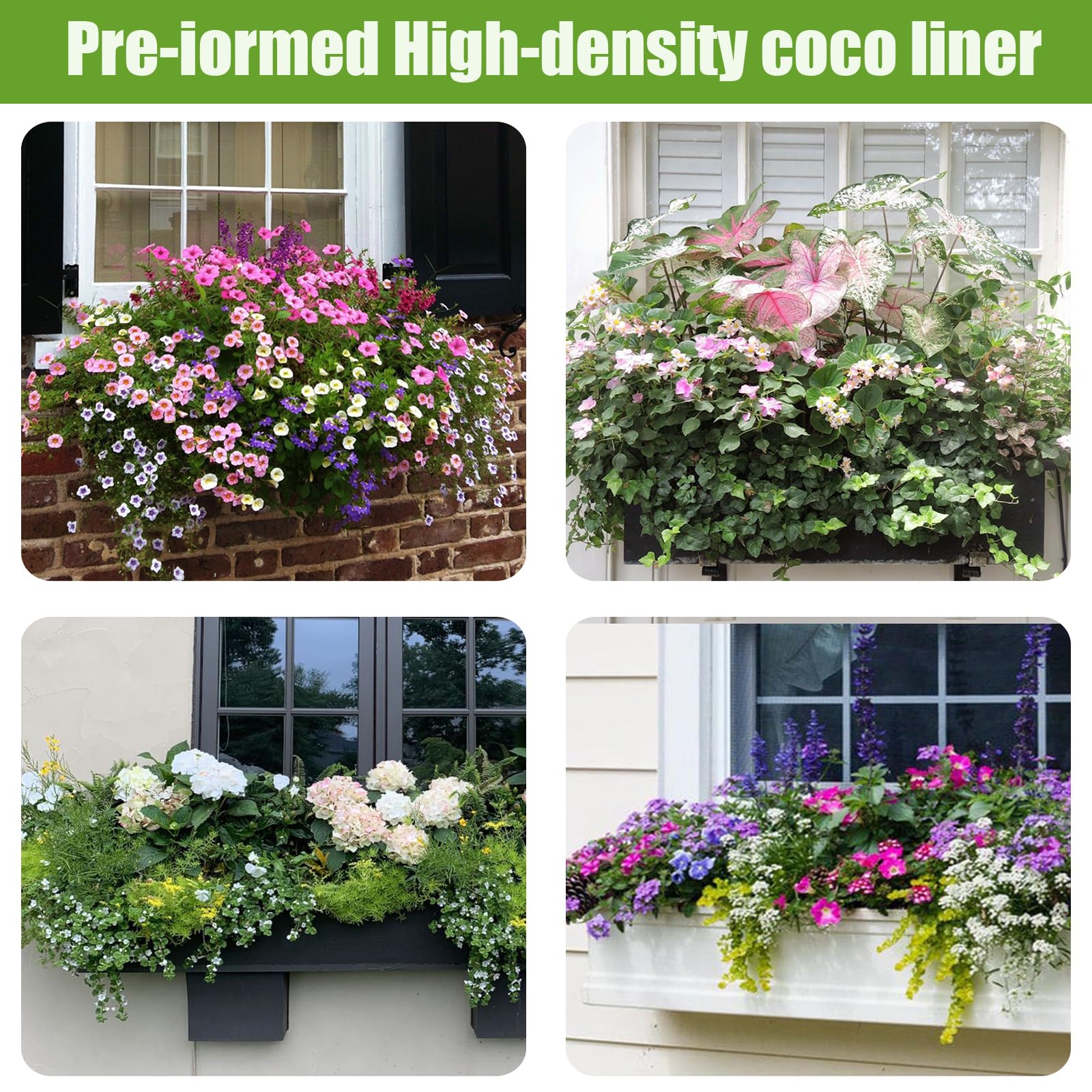 Lot de 2 doublures de rechange en fibre de coco naturelle pour jardinière de 61 cm