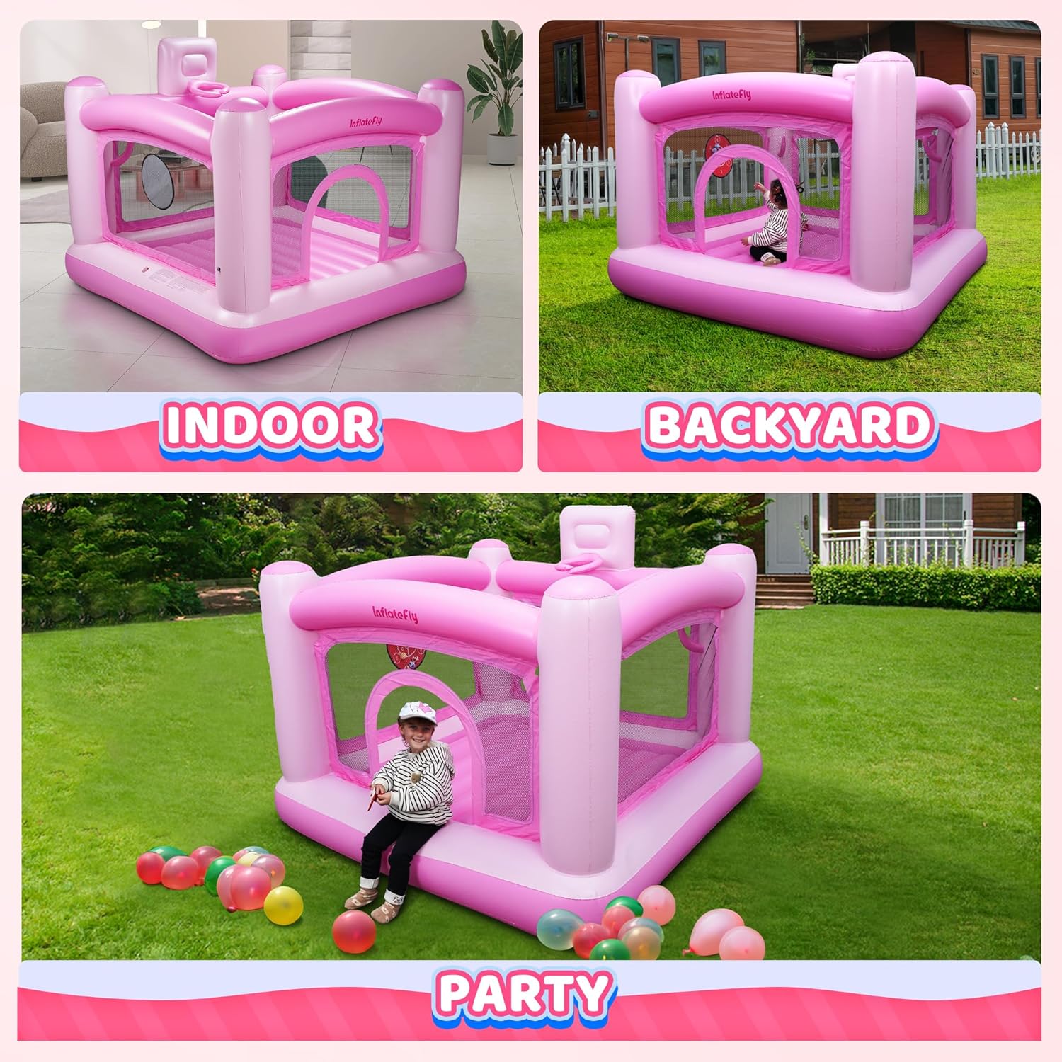 Castillo inflable de interior para niños, castillo inflable con hoyo de ...