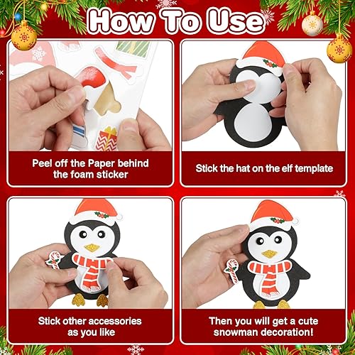 Miniatura 3 de Fennoral Paquete de 12 manualidades de pingüinos para niños, adornos de Navidad de espuma de pingüino, manualidades para niños y niñas, suministros