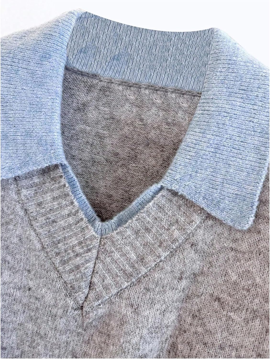 Verdusa Women's 2 in 1 Collared Pullover Sweaters Cozy Knit Tops Fall Clothes - Image 4