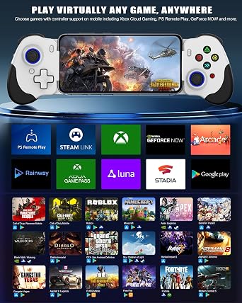 Crotrain Type-C Mobile Gaming Controller for Android & iPhone 17/16/15 Series (USB C) Plug and Play Gamepad with Hall Effect Joysticks/Hall Trigger, for Xbox Cloud Gaming/PS Remote Play/PUBG/CODM