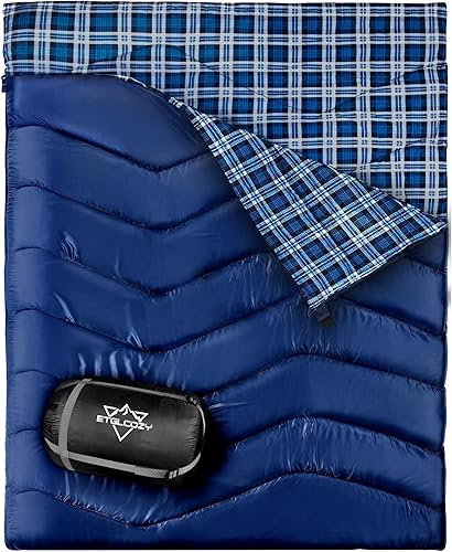 Miniatura 8 de XL Queen Size 2 Person Double Sleeping Bag for Adults, Lightweight Compact with Flannel Liner & Thermolock Draft Tube, Machine Washable All Season