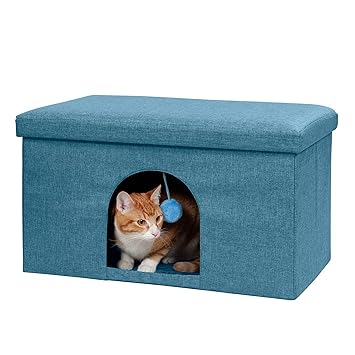 Furhaven Pet House | Ottoman Pet House, Ocean Blue, Large