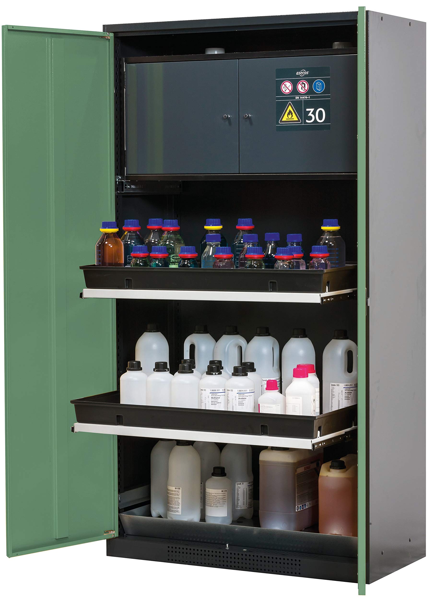ASECOS Chemikalienschrank CS (F) RAL 7016/RAL 6011 3xTA zur Lagerung von Nicht entzündbaren Gefahrstoffen in Arbeitsräumen