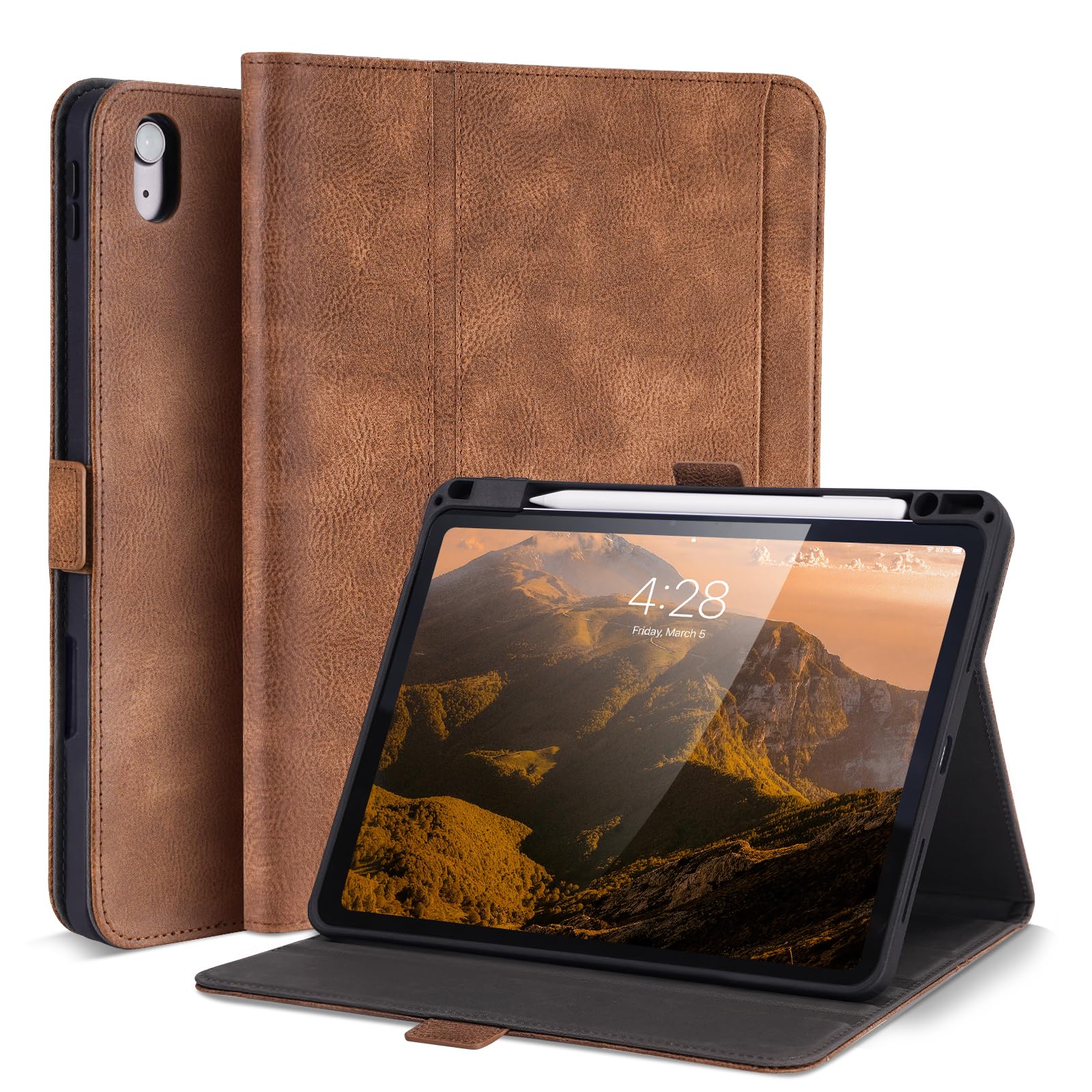 AsileCuir Handmade Case for iPad A16 11th Gen 11 Inch 2025 / iPad 10th Generation 10.9'' with Pencil Holder Pocket,Multi Angles Stand,Magnetic Closure