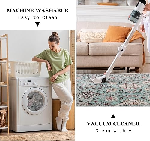 Miniatura 2 de Mcadore Alfombras de área de 8 x 10 pies, alfombra bohemia lavable, antideslizante para sala de estar, dormitorio, cocina, alfombra suave de pelo