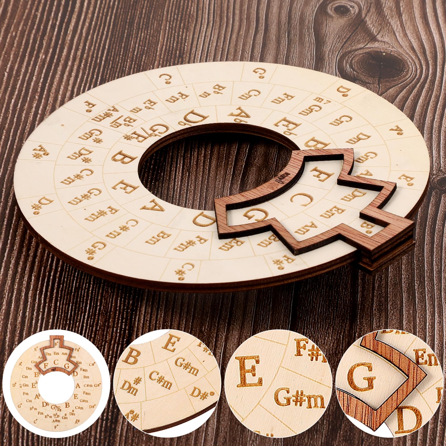 Roue Des Accords En Bois - Outil Cercle Des Quintes - 16 Cm - Pour Musiciens Débutants Et Confirmés