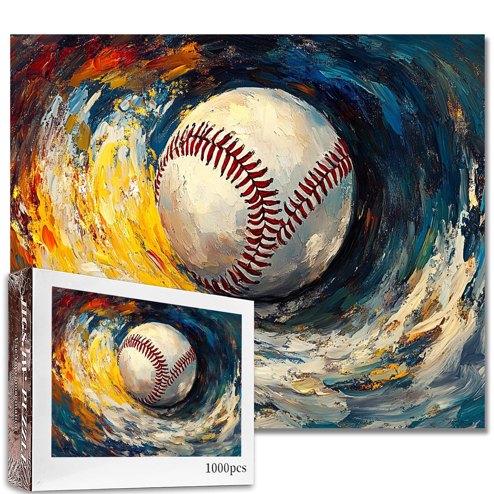 Tucocoo Baseball Abstract Art Jigsaw Puzzles for Adults 1000 Pieces, Hard Difficult Challenging Puzzles for Adults DIY Crafts Puzzles for Home Decoration Gifts, Family Puzzle Perfect for Game Nights
