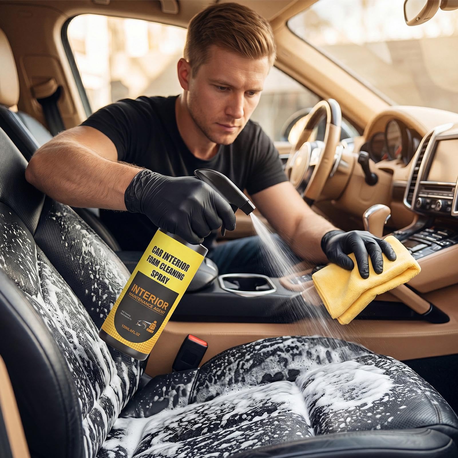 Car Interior Cleaner, Auto Innenraumreiniger, Polsterschaum Spray, 120ml | Auto Innenraumreiniger, 120ml, Polsterschaum Spray, für Autositze Leder Stoffe
