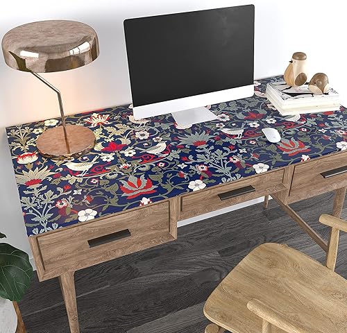 Miniatura 8 de VEELIKE Papel tapiz floral vintage de damasco azul marino, 17.7 x 118 pulgadas, papel tapiz autoadhesivo extraíble, papel de contacto azul para