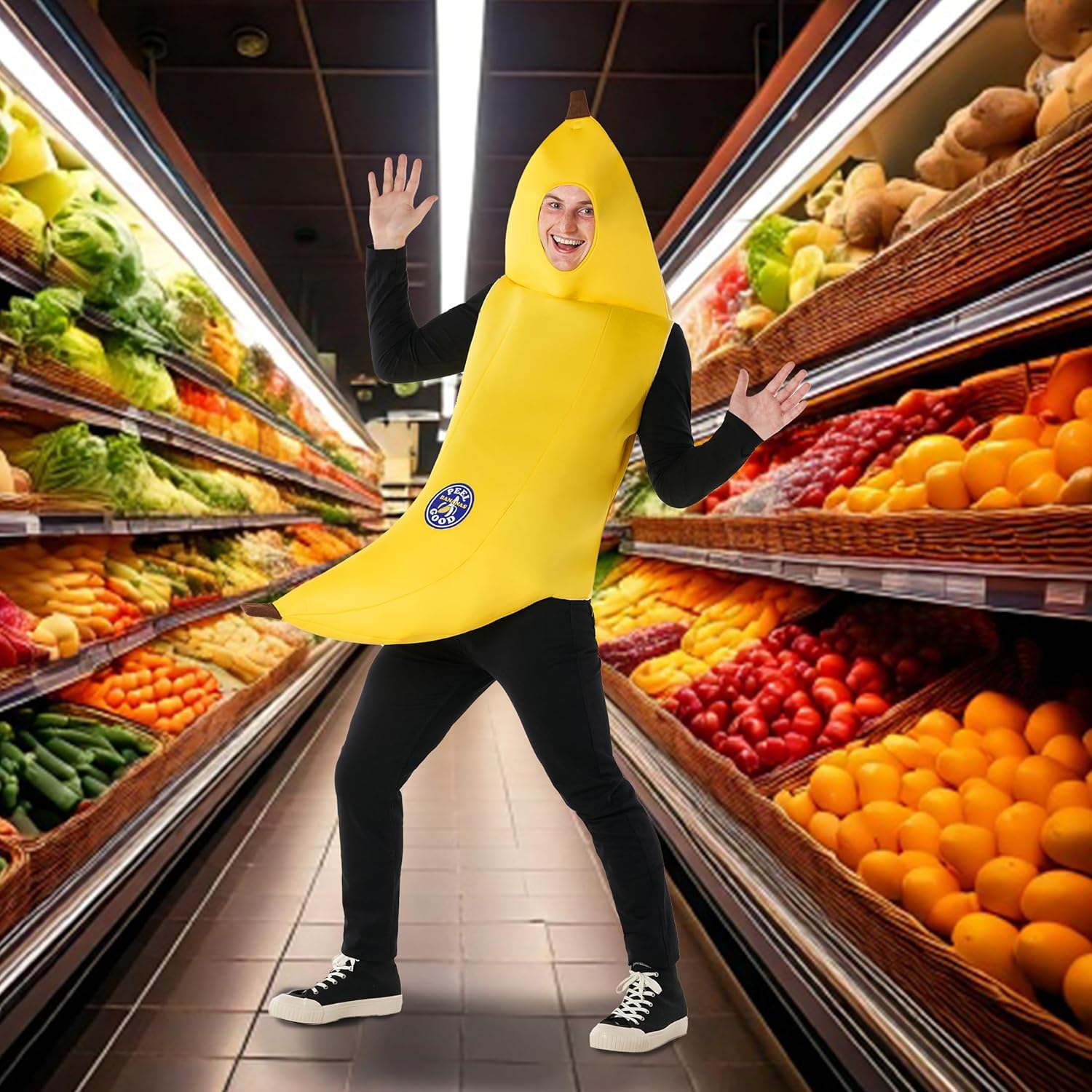Morph Banana Costume Adult, Adult Banana Peely Suit, Fruit Costume For Men, Halloween Costumes For Men - Image 4