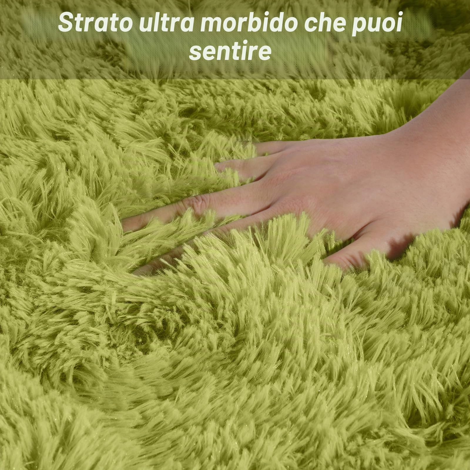 FVVRAX Tappeto a pelo lungo, morbido, 120 x 180 cm, verde, extra morbido, antiscivolo, per soggiorno, camera da letto, tappeto per bambini e animali domestici