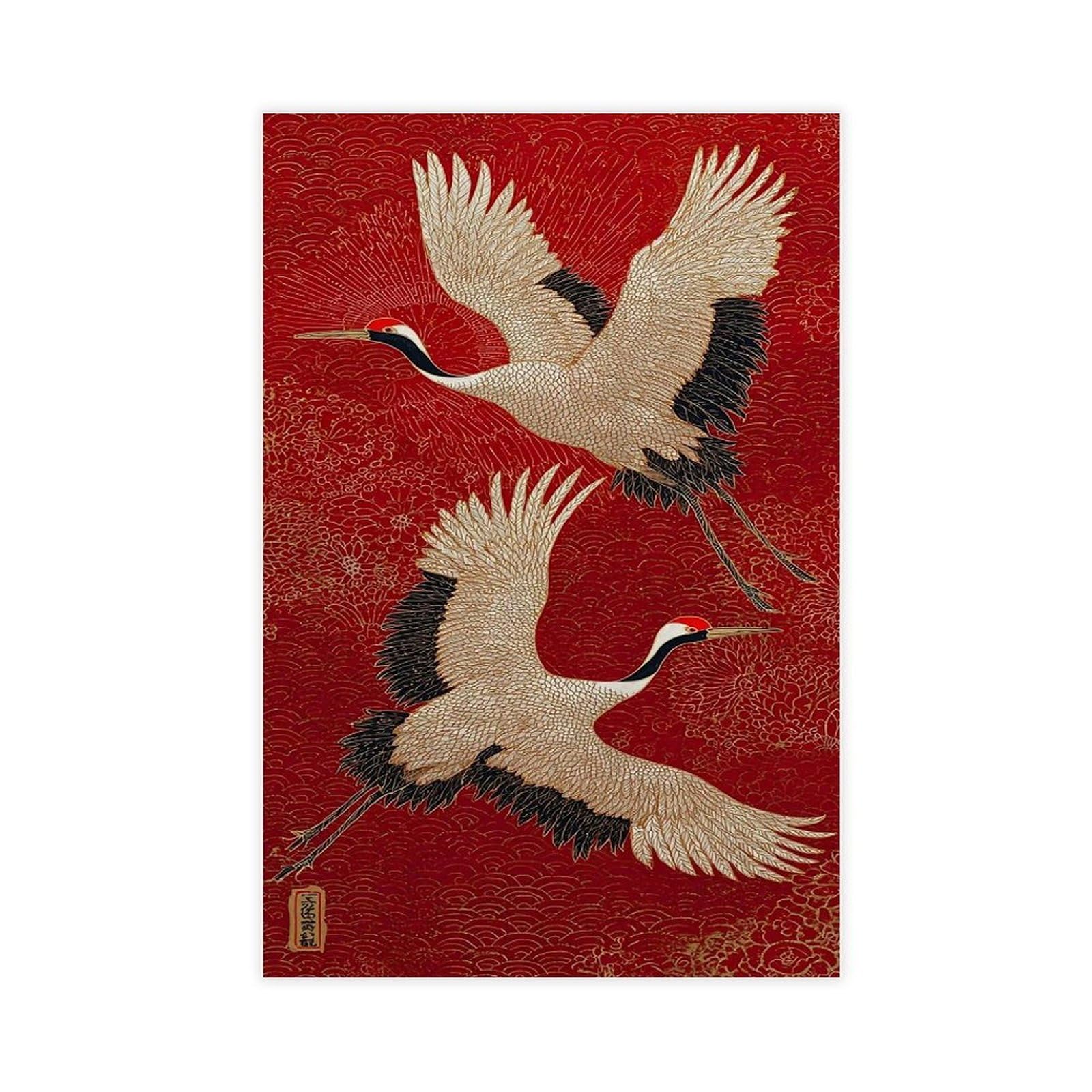 Bareronor Japanese Crane (7) Canvas Poster Bedroom Decor Landscape Office Room Decor Gift 12" L X 18" W