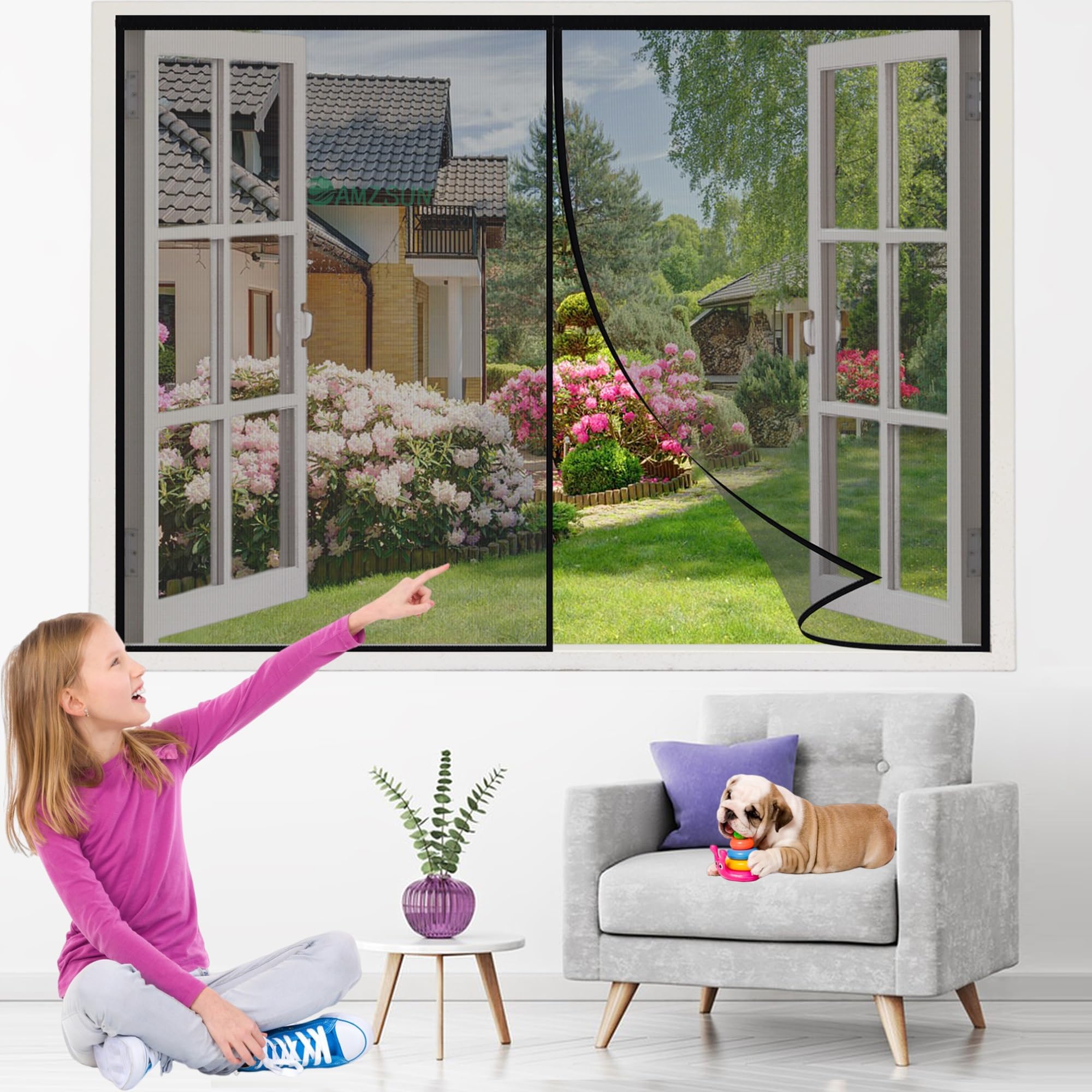 Magnetische Hordeur 85 x 140 cm Magnetisch Vliegengordijn, Vliegengordijn Klamboe Huisdier Hordeur Houdt insecten buiten, Zelfsluitende gaasdeur voor