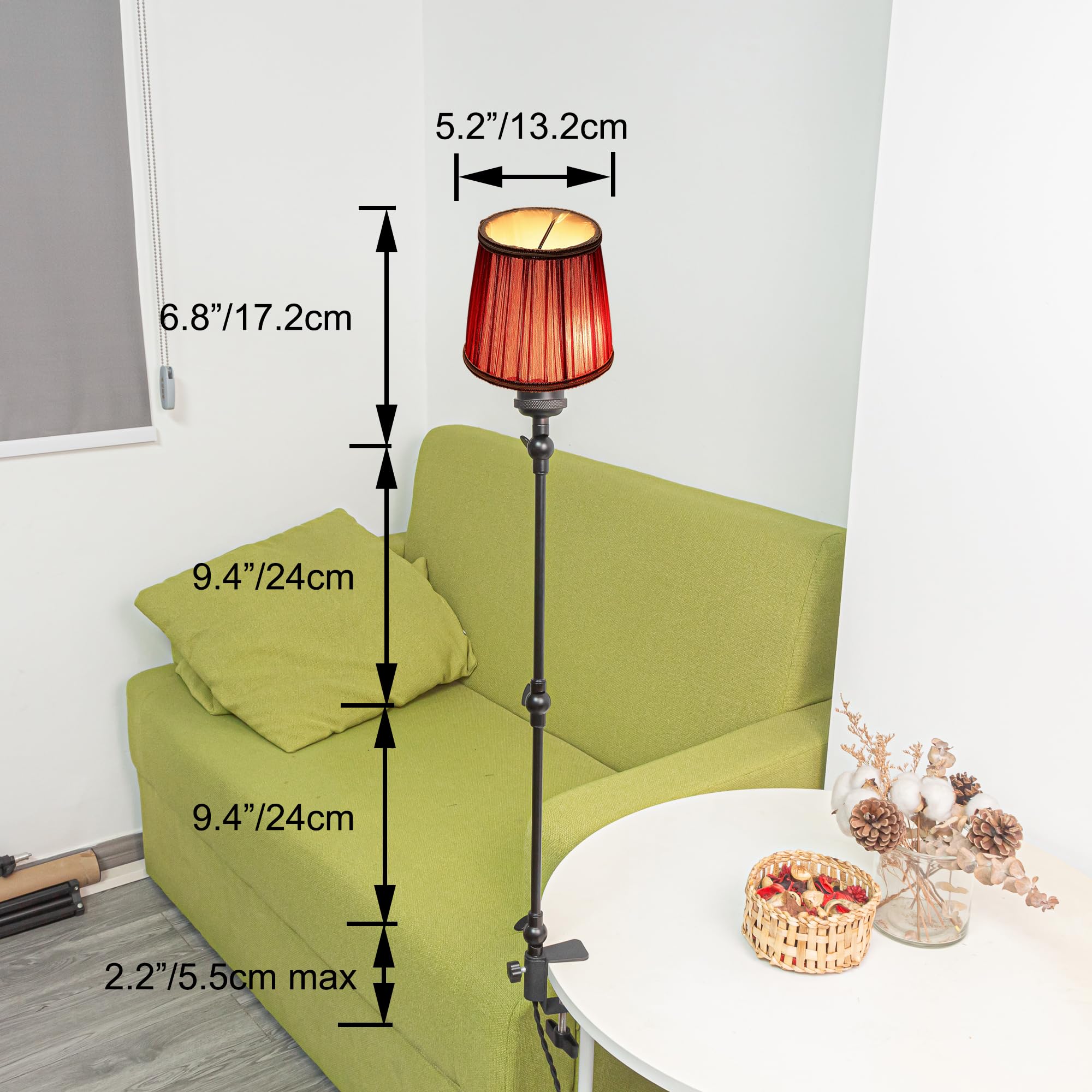 Klemmleuchte mit Fernsteuerung,1 Packung Leselampe mit 2,5 m Kabel, Dimmbar Nachttischlampe,Augenpflege Schreibtischlampe für Büro Heimgebrauch, E27 Lampenhalterung - DZ0329/809