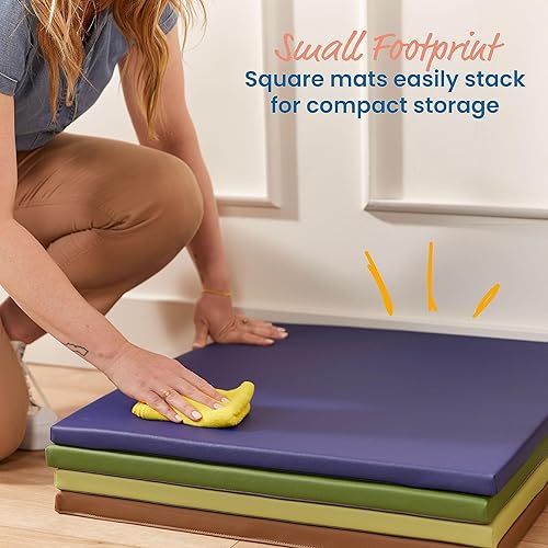 Miniatura 4 de ECR4Kids SoftZone Play Patch - Tapete de actividad cuadrado, tapete de juego modular, tono terrícola, paquete de 4