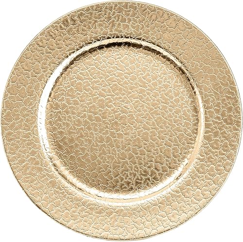 Miniatura 2 de Kingrol Paquete de 6 platos de carga dorados de 13 pulgadas, cargadores redondos para cena, platos decorativos resistentes y reutilizables para