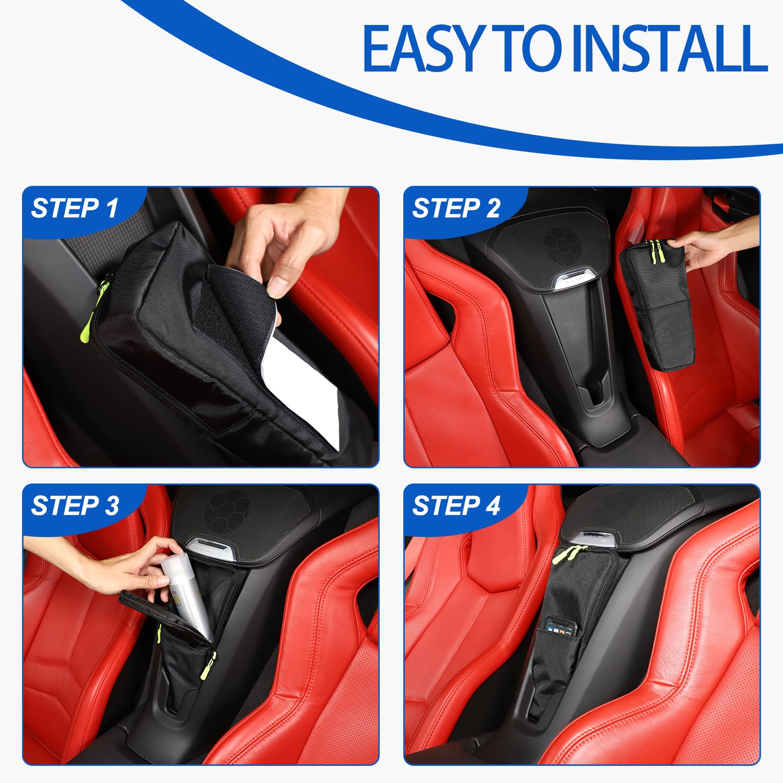 Organizador de almacenamiento entre asientos compatible con Chevrolet Corvette C8 2020-2023, compartimento de asiento de consola central, bolsa de almacenamiento de tela Oxford, ahorro de