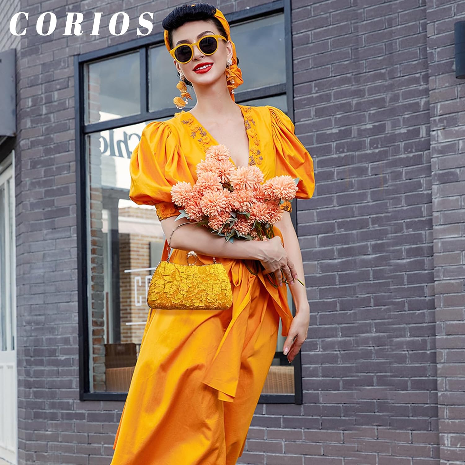 CORIOS Women Evening Bag Pearl Clutch Bag Bridal Wedding Purse Beaded Handbag Shoulder Bag Elegant Crossbody Bag