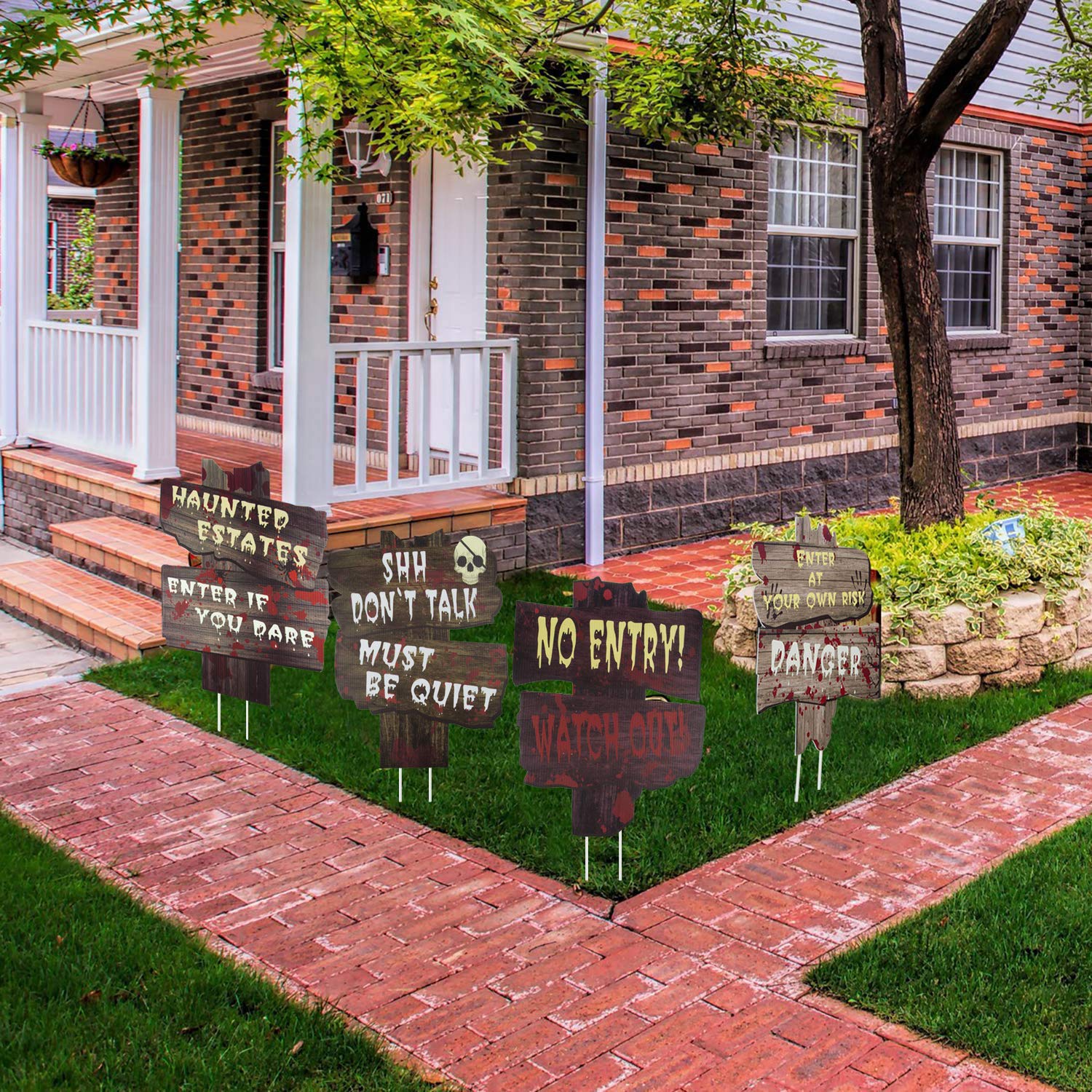 Halloween Mouse-Shaped Yard Signs - 6 Pack Scary Outdoor Decor With Spiders & Cobwebs, Waterproof For Lawn, Porch, Party