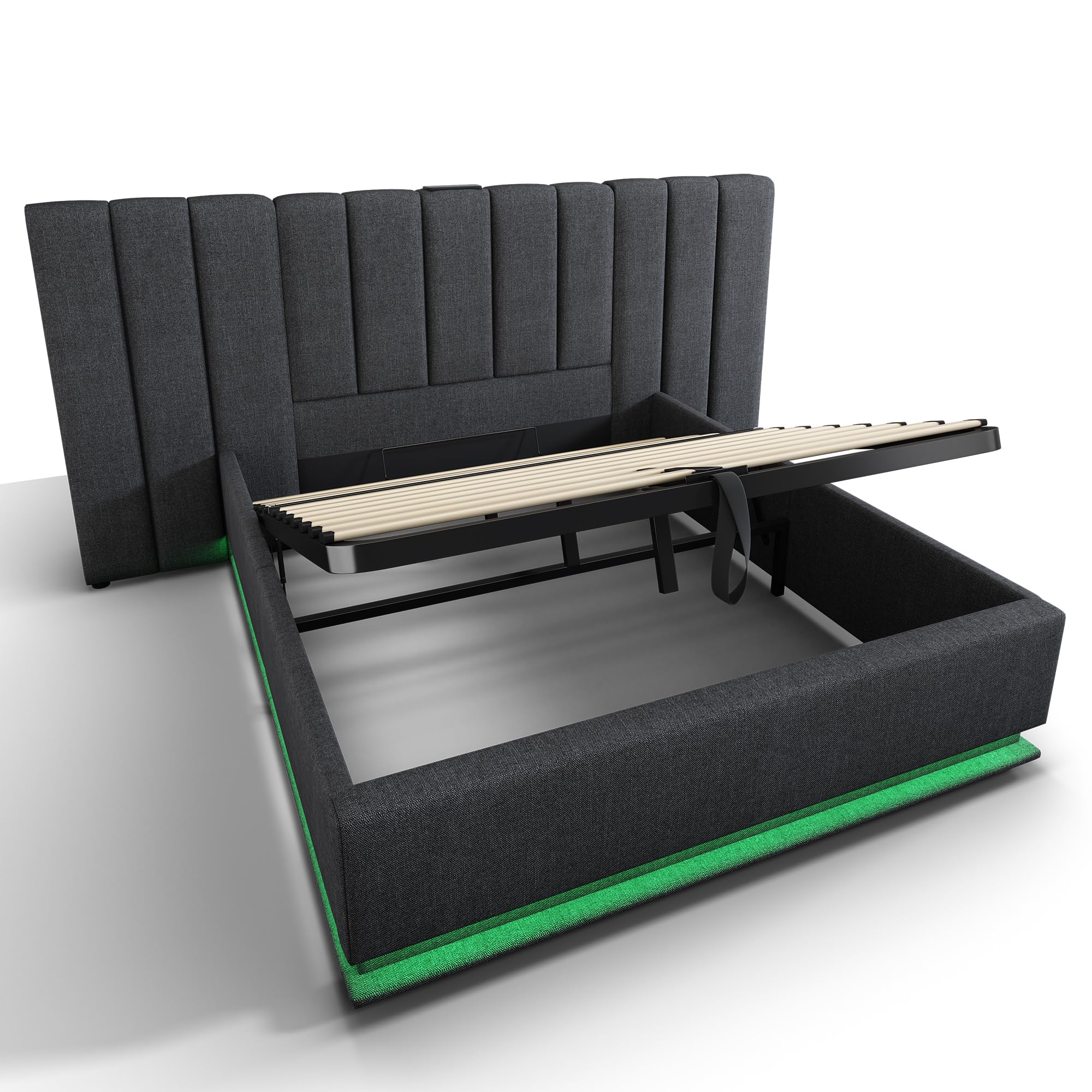 Moimhear Gestoffeerd bed, 180 x 200 cm, tweepersoonsbed, opbergbed met