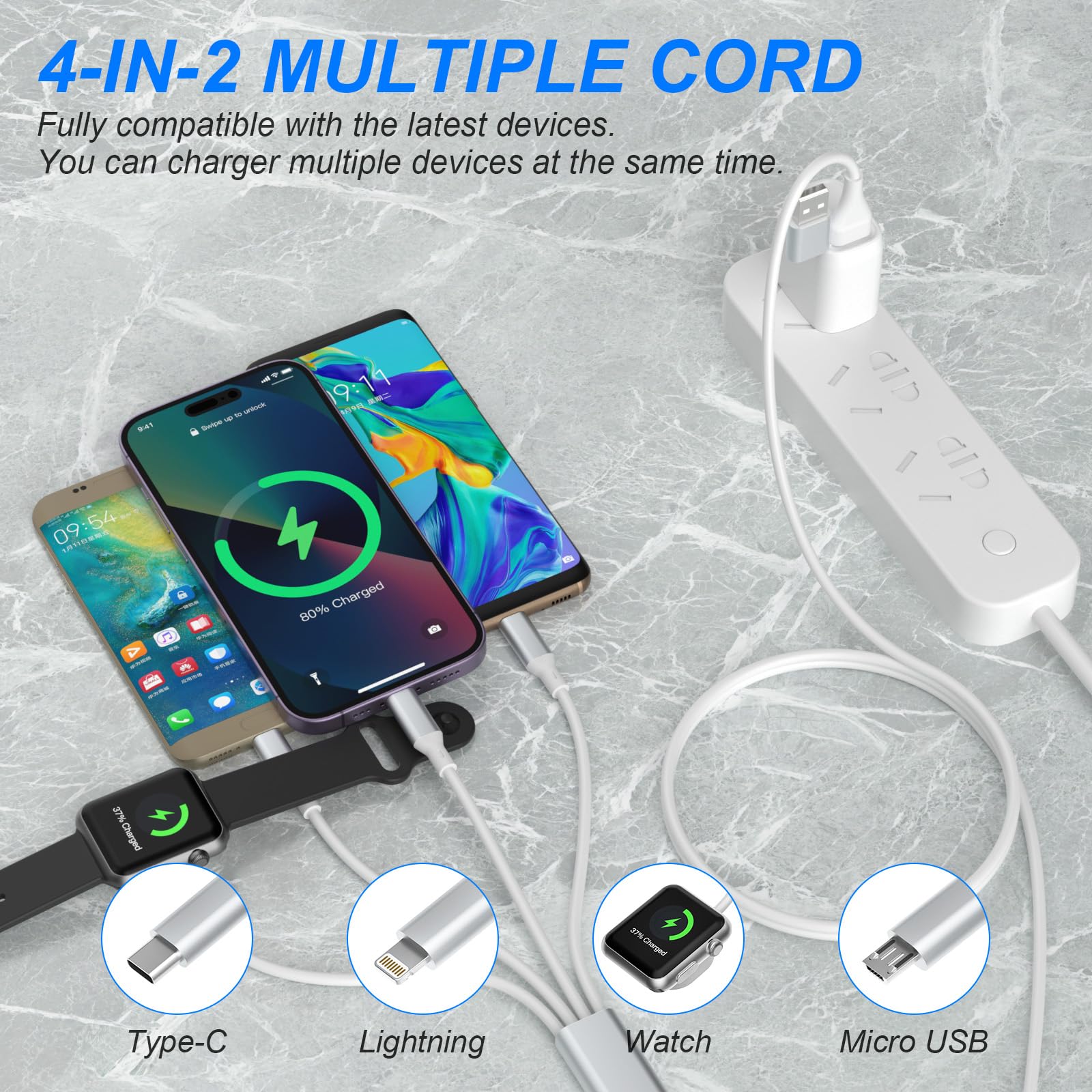 Amazon.co.jp: iPhone/Airpods用充電ケーブル [Apple MFi認証] 2イン2 