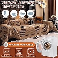 Vista 75 de VClife funda boho de sofá de felpilla para sofá seccional, funda antideslizante para sofá de 2 plazas, protector para mascotas con borlas, funda