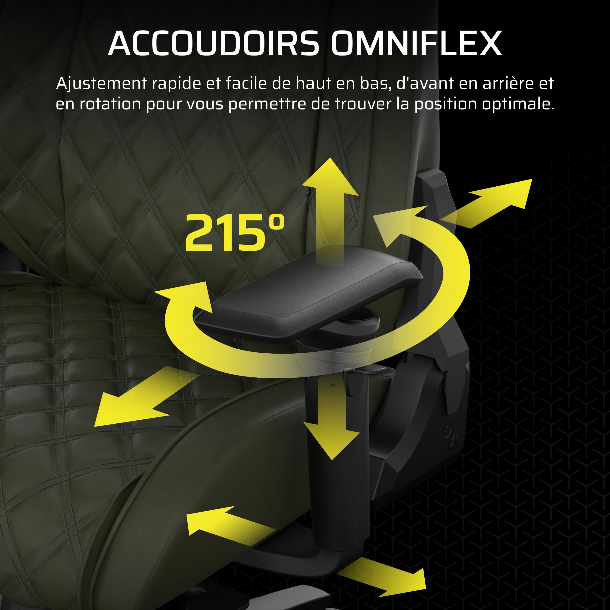 Corsair TC500 Luxe Fauteuil Gaming – Tissu Respirant de Qualité Supérieure – Sièges Larges – Accoudoirs Réglables dans Cinq Directions – Support Lombaire Réglable – Inclinaison 90-135° – Sherwood