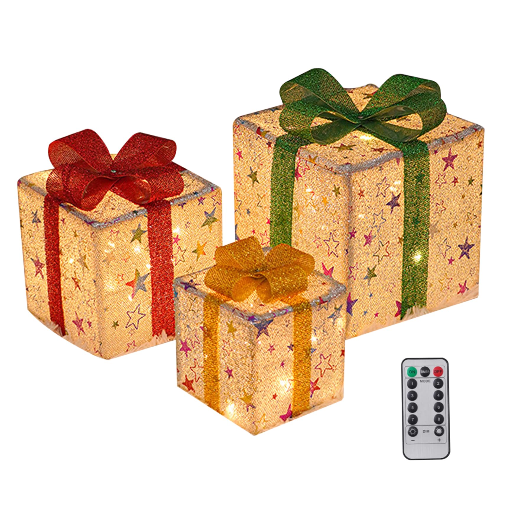 Boîtes cadeaux lumineuses de Noël lot de 3 avec télécommande idée cadeau