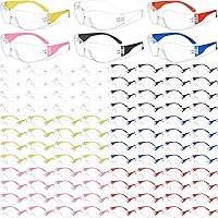 Yunsailing 96 Pairs Bulk Clear Safety Glasses - Impact Resistant Adult Goggles, Unisex Protective Eyewear in 6 Colors