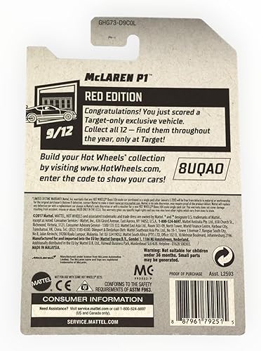 Miniatura 2 de Hot Wheels McLaren P1 - Red Edition 9/12 - blanco 149/250