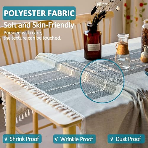 Miniatura 4 de BESBESME Mantel rústico impermeable de estilo bohemio, manteles para mesas rectangulares de cocina, comedor, lavable y resistente a las arrugas