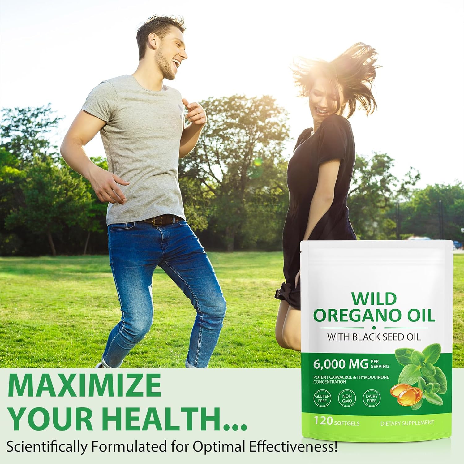 Oil of Oregano with Black Seed Oil Softgels 6000mg – 2 Pack Oil of Oregano Dietary Supplement Formulated – Non-GMO, Gluten Free, Easy-to-Swallow Capsules for Daily Wellness Support