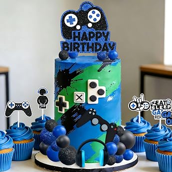 Video Game Waffle Paper Gaming Cake Decoration Video Game Birthday Cake Decoration | Videospiel Waffelpapier Gaming Tortendek