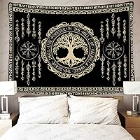 Vista 29 de F-FUN SOUL Tapiz de los vikingos nórdicos, franela suave, 40 x 30 pulgadas, nudo triskele vikingo, runa celta, tapiz de mitología estética