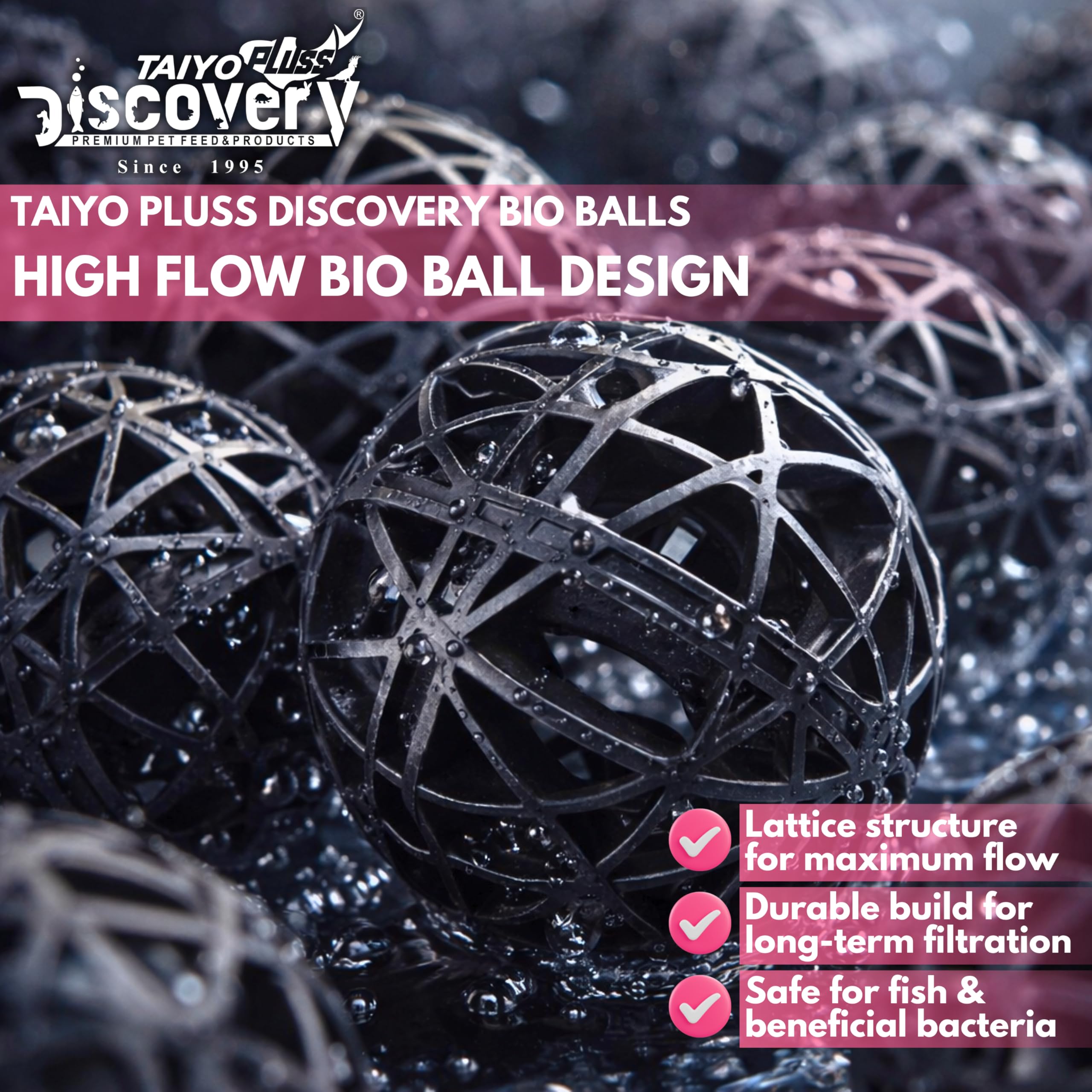 Taiyo Pluss Discovery Filter Media Combo - 500 g Ceramic Rings + 500 g Activated Carbon + 50 pcs Bio Balls + Biochemical Sponge (1 Pc) + Free NET Bags | 4 in 1 Bio Sponge Media for Aquarium Fish Tank 2