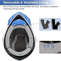 Vista 5 de TCMT DOT - Casco de motocross para niños y jóvenes, casco de motocross de cara completa, ATV de cuatro ruedas, casco BMX para niños y niñas,