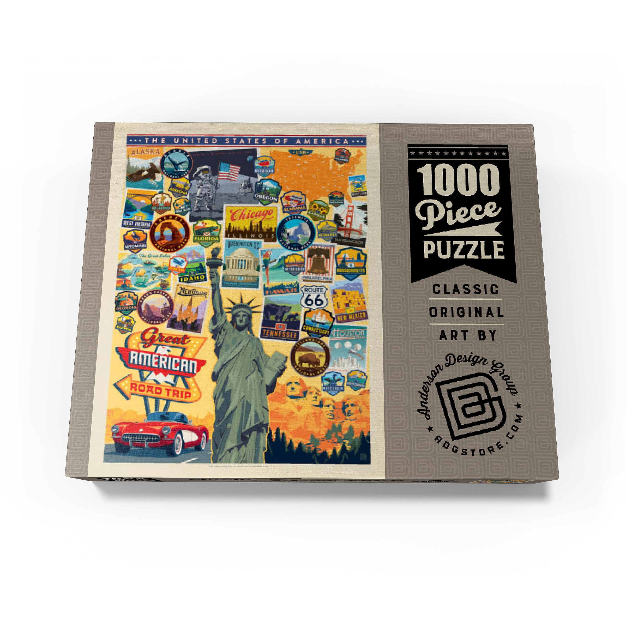 American Travel: USA Collage, póster vintage, rompecabezas de 1000 piezas premium para adultos