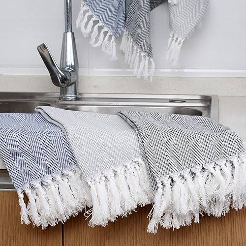 Miniatura 8 de Lifaith Juego de 4 toallas de 100 % algodón para el gimnasio de los invitados, para la cocina, la cocina, la cocina, el paño para el plato (morado)