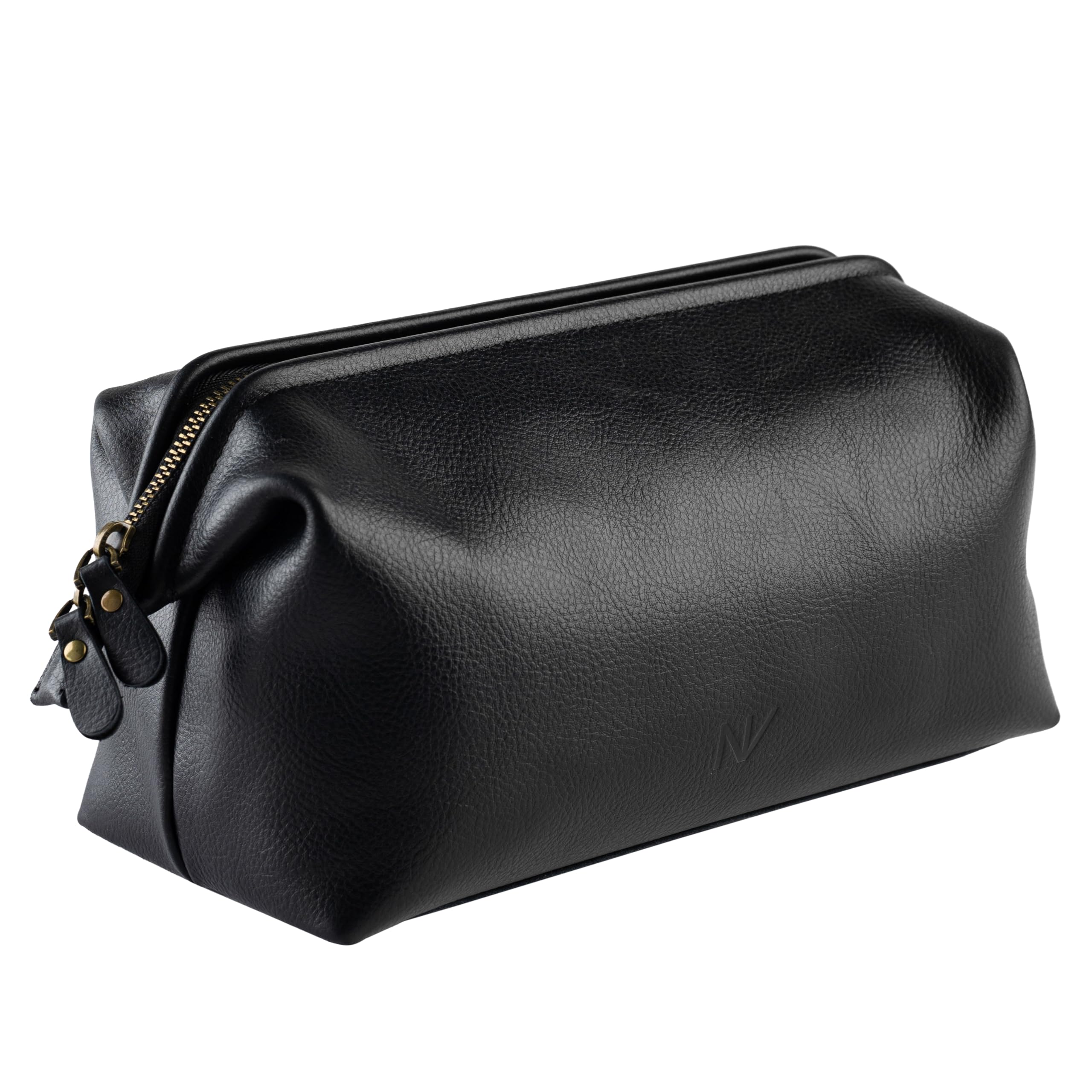 NV Holders Premium Genuine Leather Toiletry Bag for Men - The Ultimate Travel Dopp Kit and Hygiene Organizer, Perfect Men's Toiletry Travel Bag (Black)