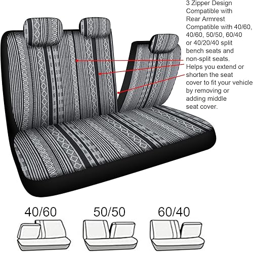 Miniatura 5 de AKAUTO Baja - Juego completo de fundas para asiento de automóvil con almohadillas para cinturón de seguridad y funda para volante, funda interior
