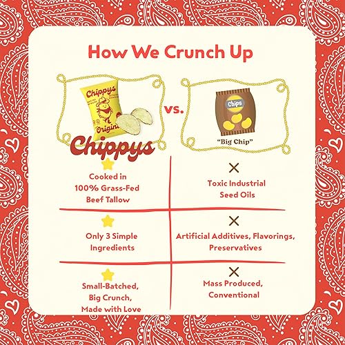 Miniatura 3 de CHIPPYS  Papas Fritas de Sebo de Res Alimentada con Pasto  El Original (Sal Marina)  Cocidas en Caldera, Sin Aceite de Semillas, Aptas para Paleo y