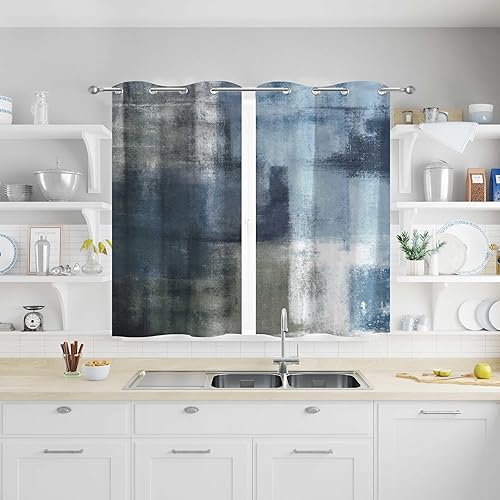 Miniatura 30 de Asuexpect 2 paneles de cortinas abstractas para oscurecer la habitación, con ojales, decoración moderna para ventana de dormitorio y sala de estar,