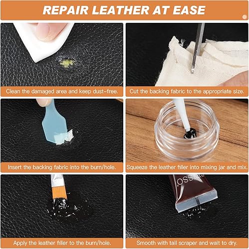 Miniatura 9 de Kit de reparación de vinilo de cuero, pintura acrílica de cuero de 12 colores para zapatos, zapatillas, muebles de cuero, bolsos, asiento de