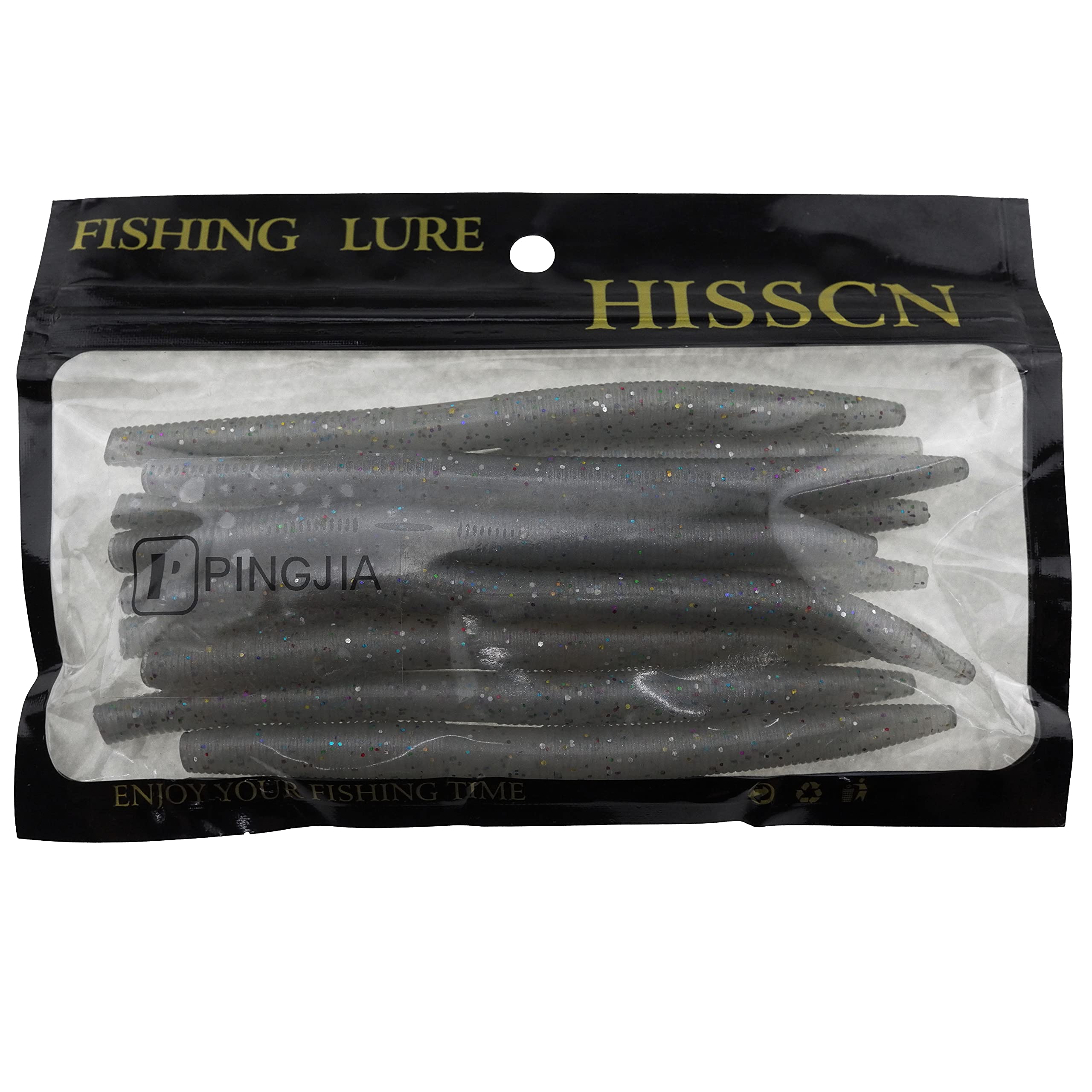 PINGJIA LYJE13-19, Fishing Soft Lure Bait, 10 Pcs，Wacky Classic Worm Soft Plastic Bass Fishing Lure, 13cm/5.11in