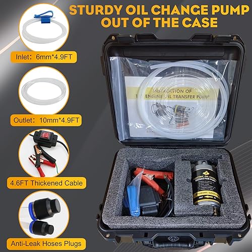 Miniatura 2 de Bomba de aceite de motor, kit de bomba extractora de aceite eléctrica de 12 V 100 W, bomba de aceite de engranajes portátil con tubos, bomba de