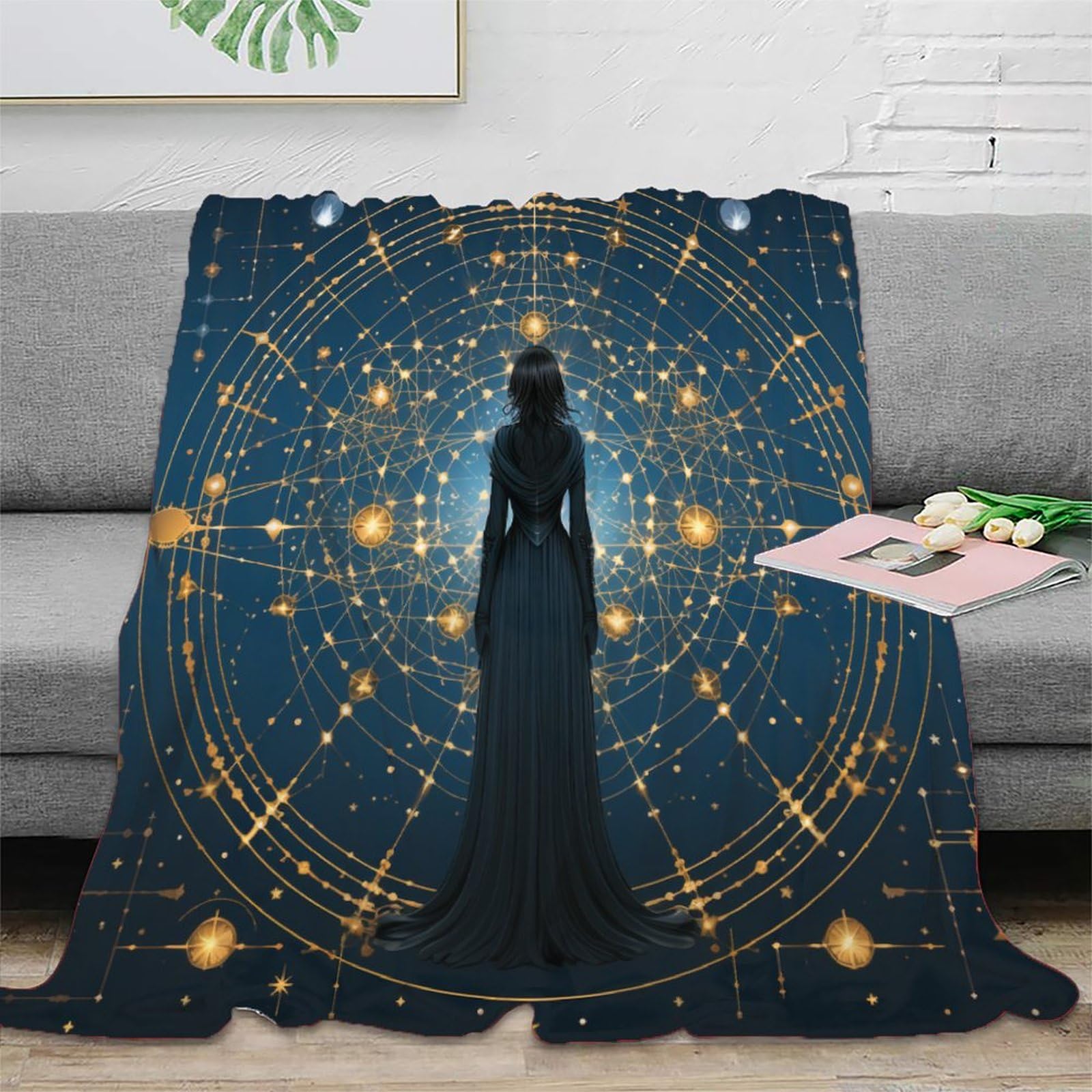 Star Map Flannel Blanket 3D Star Chart Printed Throw Blanket Couch Bed Sofa Fleece Blanket Soft Fuzzy Warm Cozy Fleece Bed Blanket Decorative Living Room 60x80inch(150x200cm)