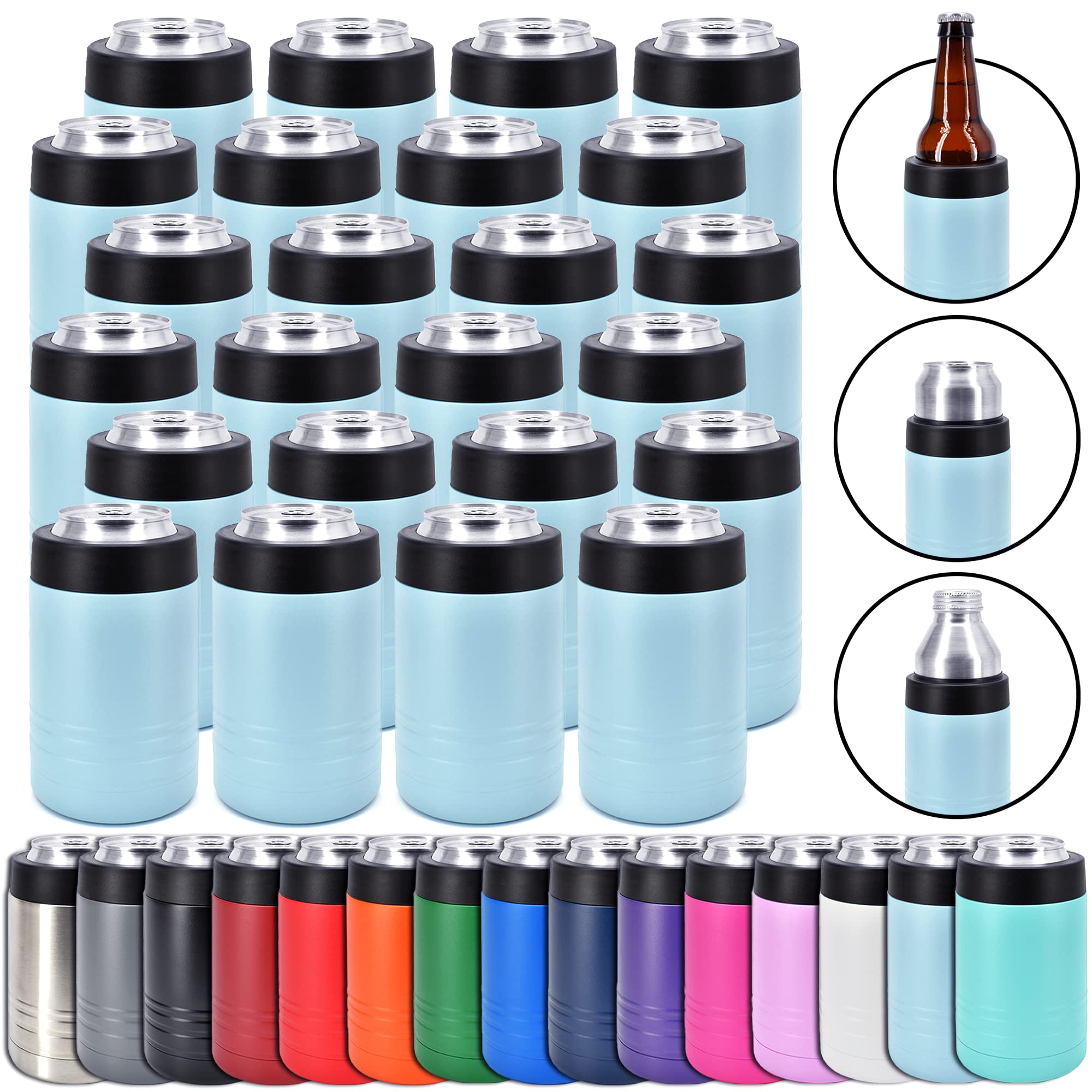Clear Water Home Goods - Bulk Pack of 24 12 oz Stainless Steel Double Wall Vacuum Insulated Can